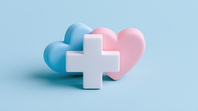 Symbols of love and medical assistance merge seamlessly to convey the profound connection between emotional bonds and professional health services that nurture both body and spirit during times of nee