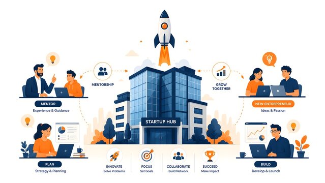 Business Incubator Startup Accelerator Innovation Hub Vector