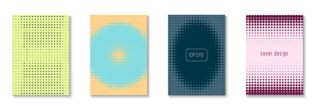 Wave Template Set. Color Art With Memphis Elements. Young Hipster Design On Annual Page. Business Flyer. Minimalist Music Poster. Geometric Halftone Cover. Trendy Wave Template