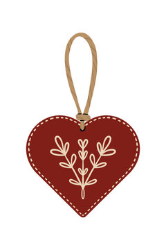 Heart Christmas Ornament - Hand Drawn Felt Holiday Decoration
