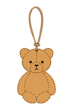Teddy Bear Christmas Ornament - Hand Drawn Felt Holiday Decoration