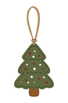 Christmas Tree Ornament - Hand Drawn Felt Holiday Decoration