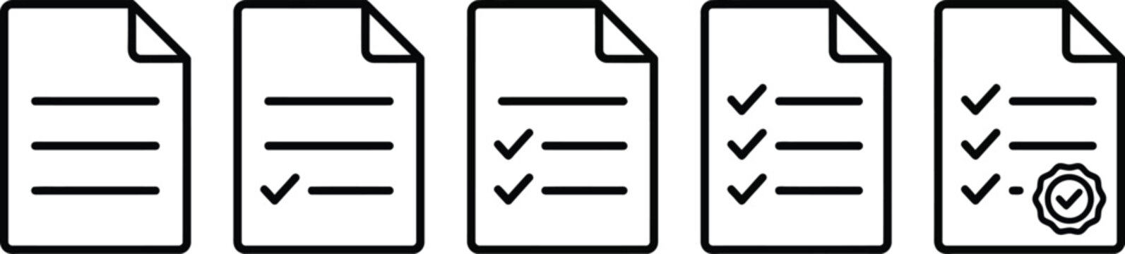 Checklist documents with verification marks in a row