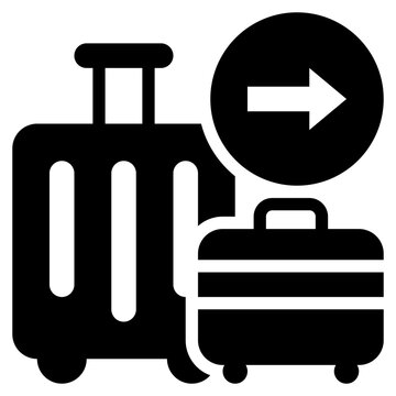 luggage travel bag arrow suitcases solid glyph icon