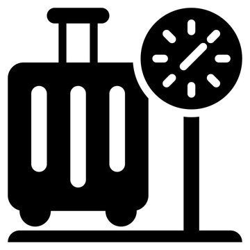 luggage suitcases weight transport travel solid glyph icon