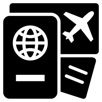 passport airline ticket travel tour solid glyph icon