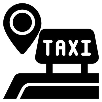 taxi service point area travel transport solid glyph icon