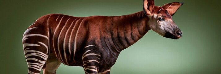 Naklejka premium Okapi animal standing profile side view