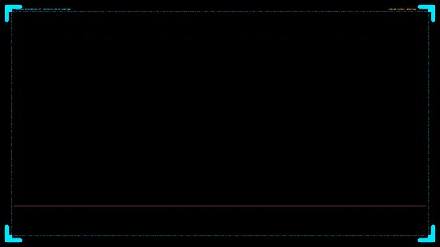 High-Tech Cyber Security Frame Border with pulsating corner brackets and warning tickers 4K Alpha Channel
