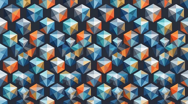 Isometric blue and orange cube grid abstract geometric background texture