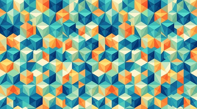 Abstract 3D isometric cube pattern with blue and orange gradient colors
