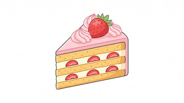 Delicious strawberry slice cake with whipped cream