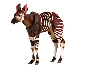 Naklejka premium Okapi Animal Standing Silhouette Isolated