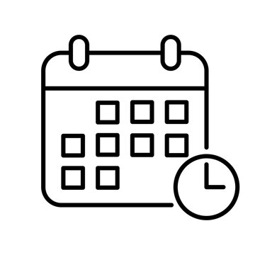 Calendar and time  icon vector. Calender sign and symbol. Schedule icon symbol editable stroke