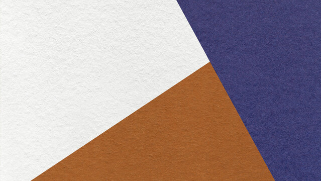 Geometric triangular white, copper, dark blue textured paper background with copy space for banner template