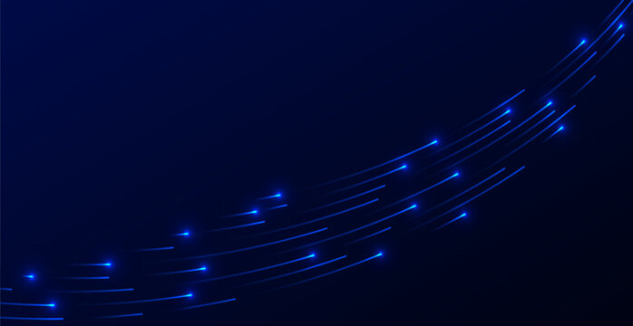 Abstract Blue Technology Background with Speed Neon Light Lines for Futuristic Graphic Concept. Vector Illustration
