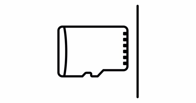 Insert the microSD card into the slot, microSD or microSDXC card line icon, loop footage 