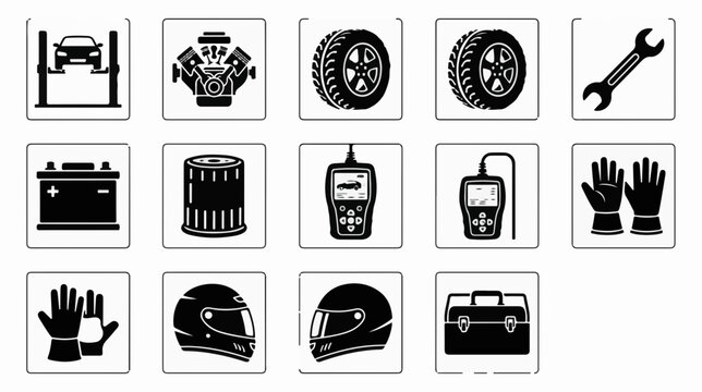 Automotive Service vector icon collection for vehicle repair and automotive service for clear visual communication for digital products branding infographics presentations marketing and print design