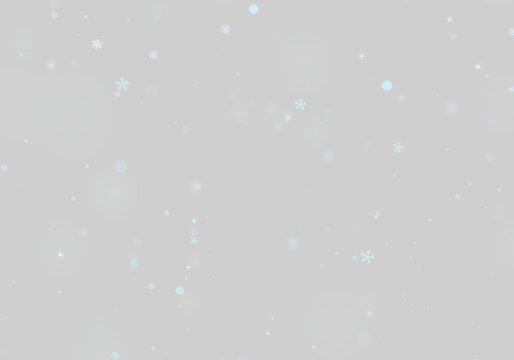 Blue snowflakes scatter across a black background in random positions. They appear bright with a soft glowing effect and varying sizes. This image is suitable for winter and holiday-themed.