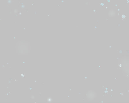 Small blue snowflakes scattered on a black background create a wintry atmosphere. The snowflakes vary in size and brightness, appearing softly glowing with a gentle blur.