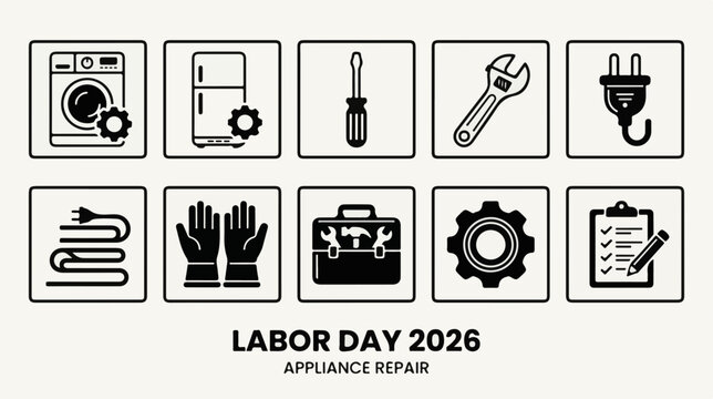 Appliance Repair Worker vector pictogram set for appliance repair and home maintenance with detailed occupation concepts for websites mobile apps branding infographics presentations and print design