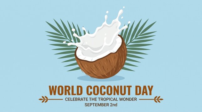 Coconut with milk pouring on world coconut day