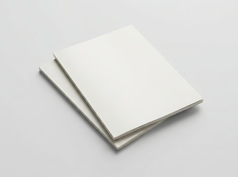 Two empty white paper brochures or notebooks stacked together. magazine mockup psd