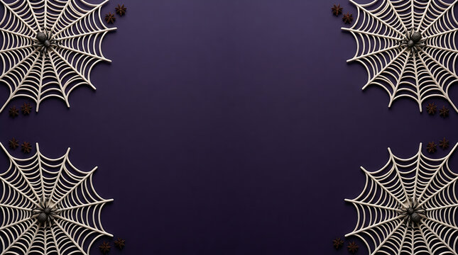 Dark Purple Spider Web Halloween Background