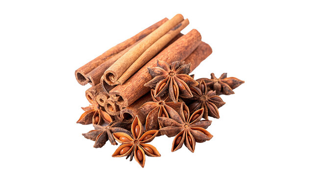 Dry brown cinnamon sticks bunch organic spice baking ingredient isolated on white background