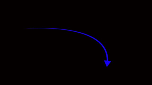 Black Curved Arrow on White Background