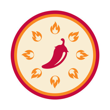 Red chili pepper with flames icon