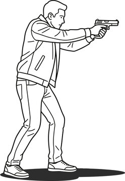 Man holding a handgun in a shooting stance.