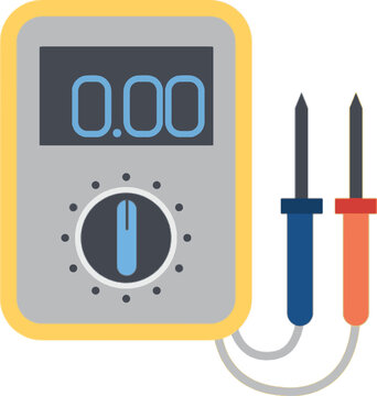 Flat design digital multimeter yellow probe vector