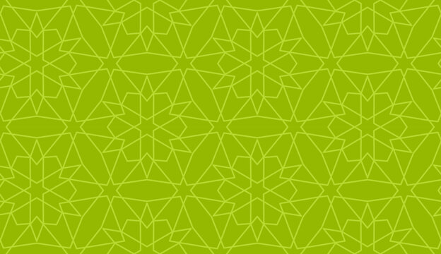 Green islamic geometric seamless pattern, background in duotone pistachio color