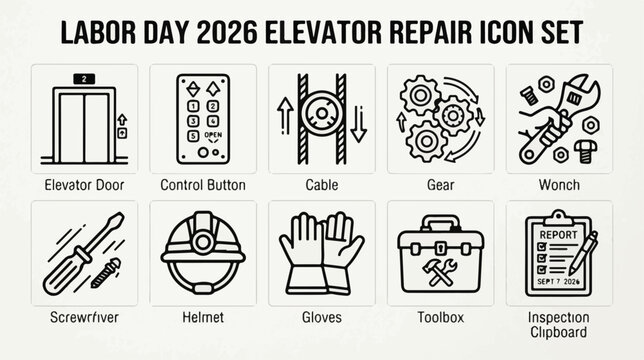Elevator Repair professional icon set for electrical repair and technical maintenance with useful service symbols for web apps branding infographics presentations marketing and print design projects