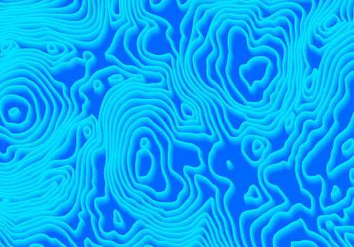 Bright blue and cyan topographic contour line pattern with organic wavy maze texture design