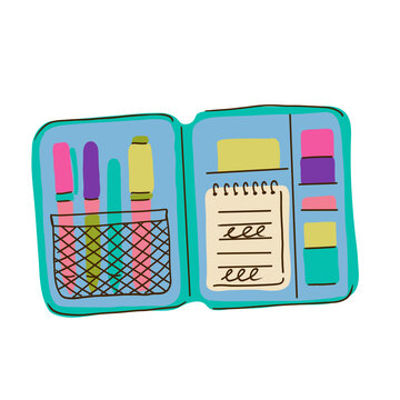 Vector illustration of a set of office tools isolation on white background.