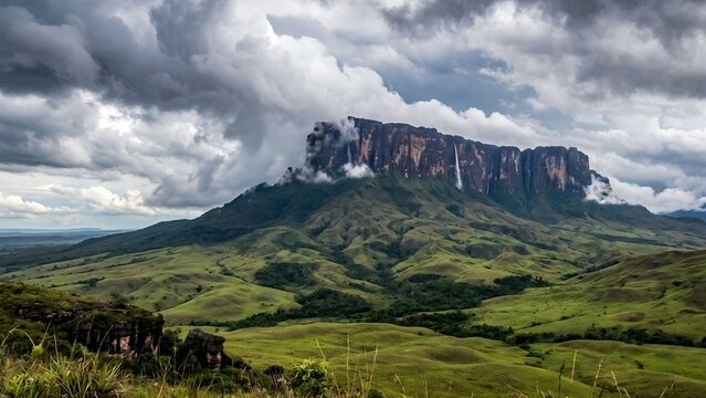 Dramatic Storm Clouds Gathering Over the Massive Mount Roraima Tepui