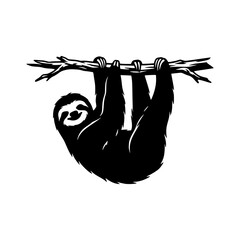 Naklejka premium Sloth hanging silhouette animal vector illustration
