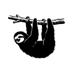 Naklejka premium Sloth hanging silhouette vector illustration
