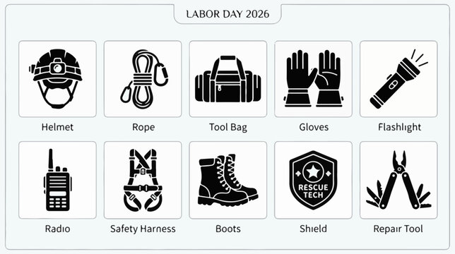 Rescue Technician vector pictogram set for emergency response and public safety work for clear visual communication for web and app design branding infographics presentations marketing and print use