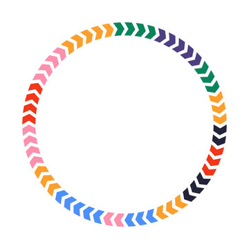 Colorful shevron circle. Bright color arrows frame for children design. Vector illustration