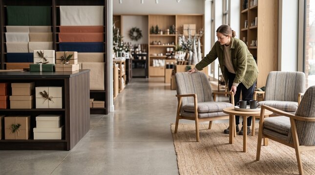 Holiday seating bay supports a clear store passage