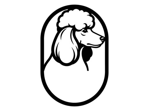Poodle Head Profile Oval Emblem