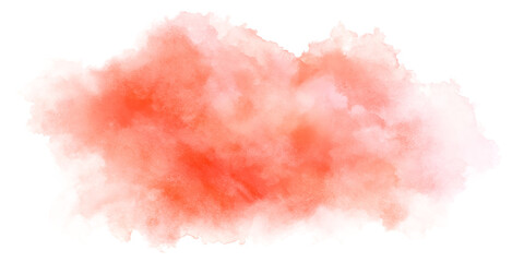 Fototapeta premium Soft coral watercolor blend on pure white background.