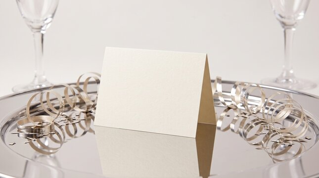 Blank celebration card with metallic party streamers