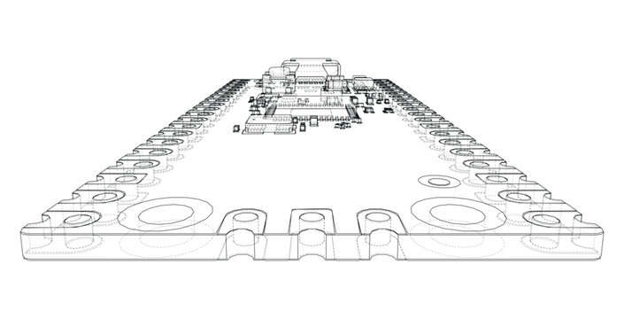 circuit board wireframe illustration. Vector