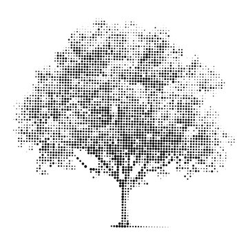 Halftone Deciduous Tree Icon Environmental Nature Dot Print Vector