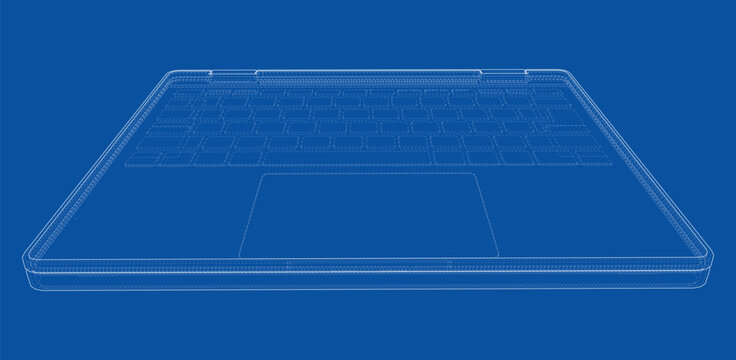 laptop wireframe illustration. Vector