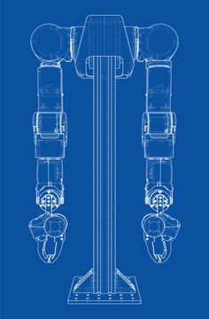 robotic arm blueprint illustration. Vector
